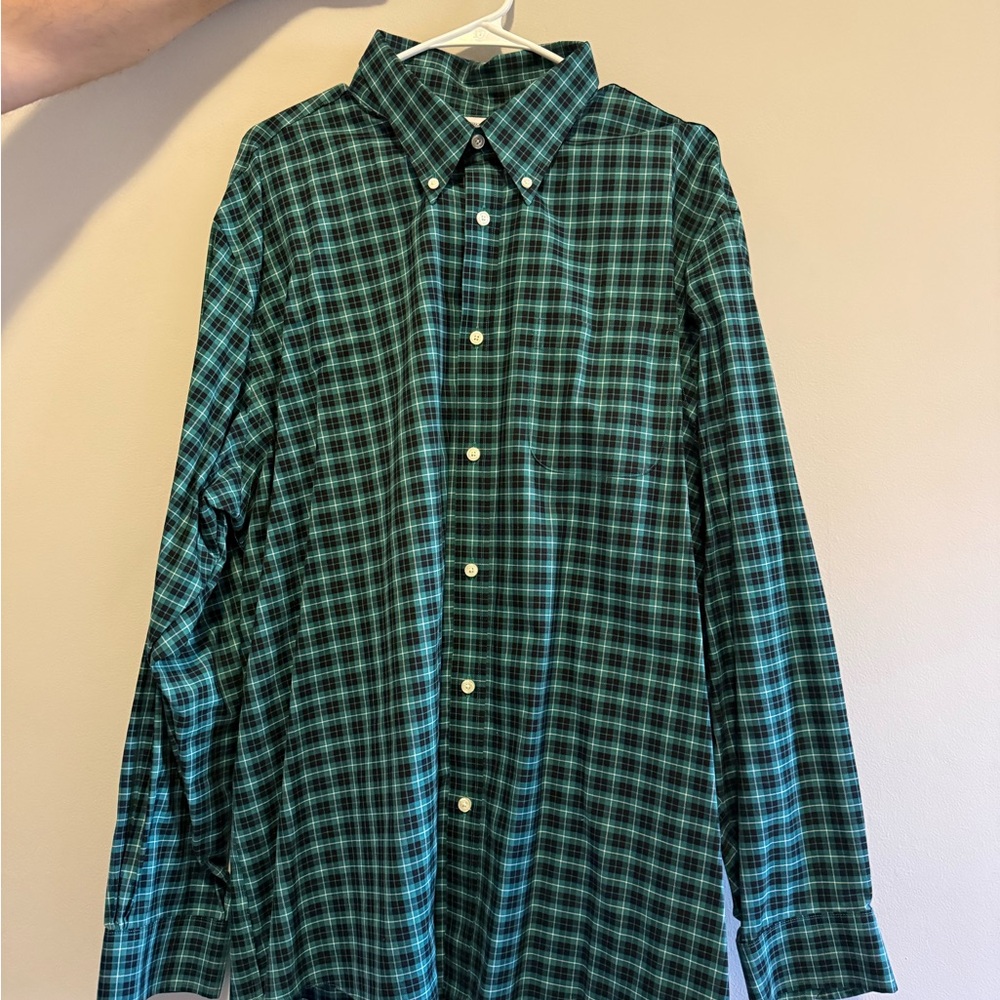 Brooks Brothers Teal and Black Plaid Shirt